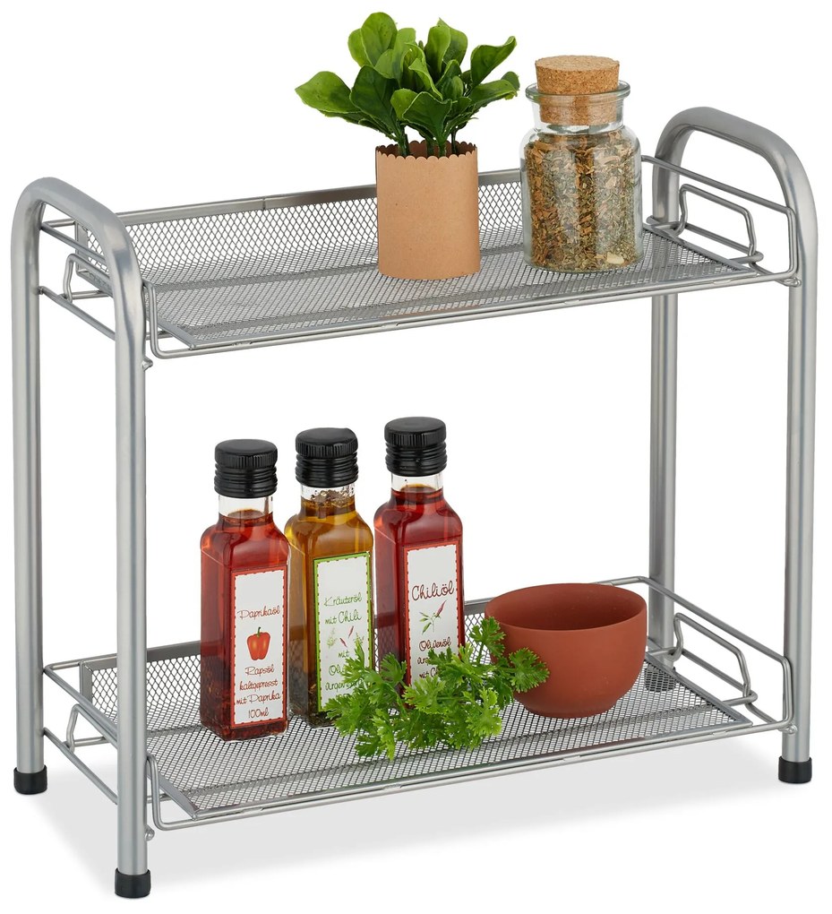 Stojan na korenie s 2 policami RD47536, strieborná