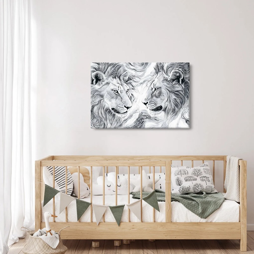 Obraz - Kreslené levie hlavy (90x60 cm)