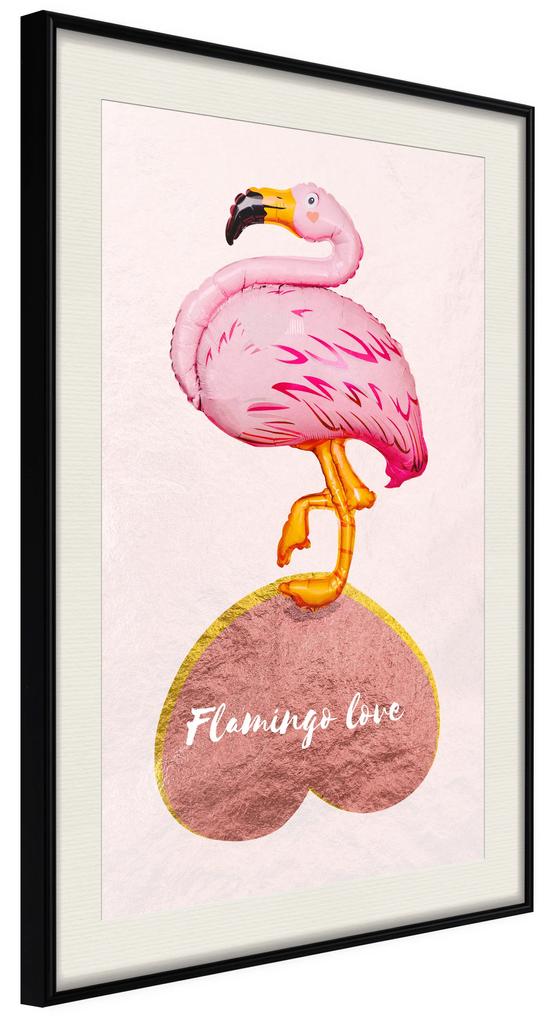 Artgeist Plagát - Flamingo in Love [Poster] Veľkosť: 20x30, Verzia: Zlatý rám