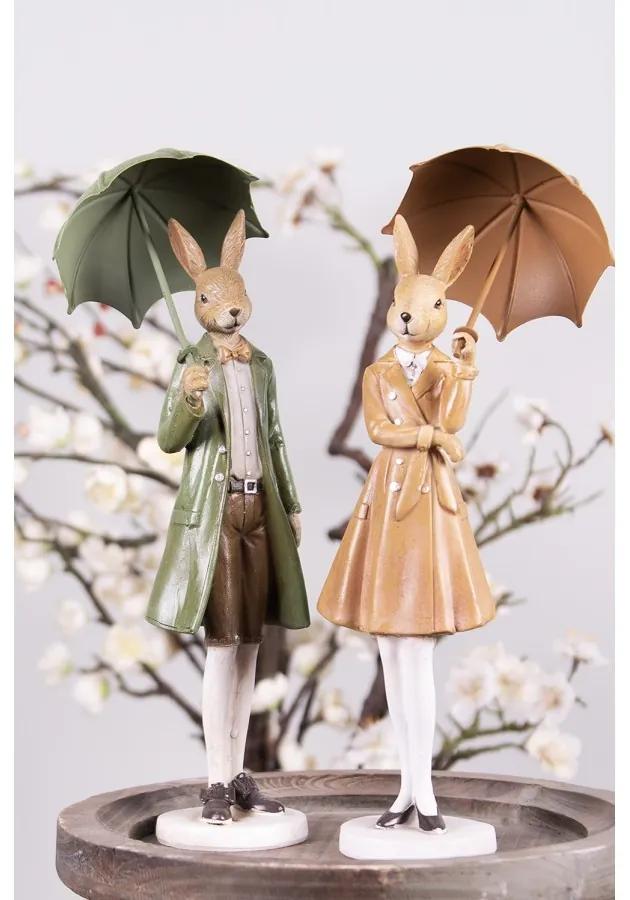 Veľkonočné dekorácie zajačia dáma s dáždnikom - 10*10*28 cm