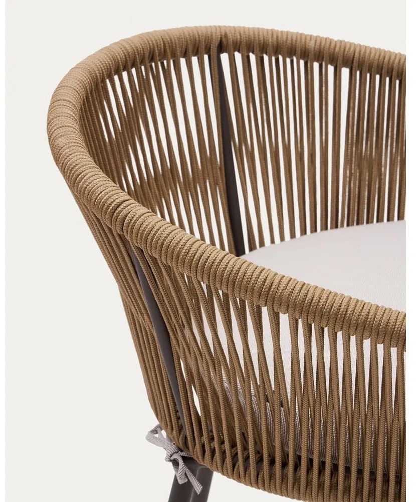 Béžová kovová/polstrovaná záhradná barová stolička Yanet – Kave Home