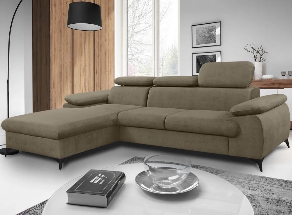 Rohová sedacia súprava Scala, hnedá látka, ľavý roh