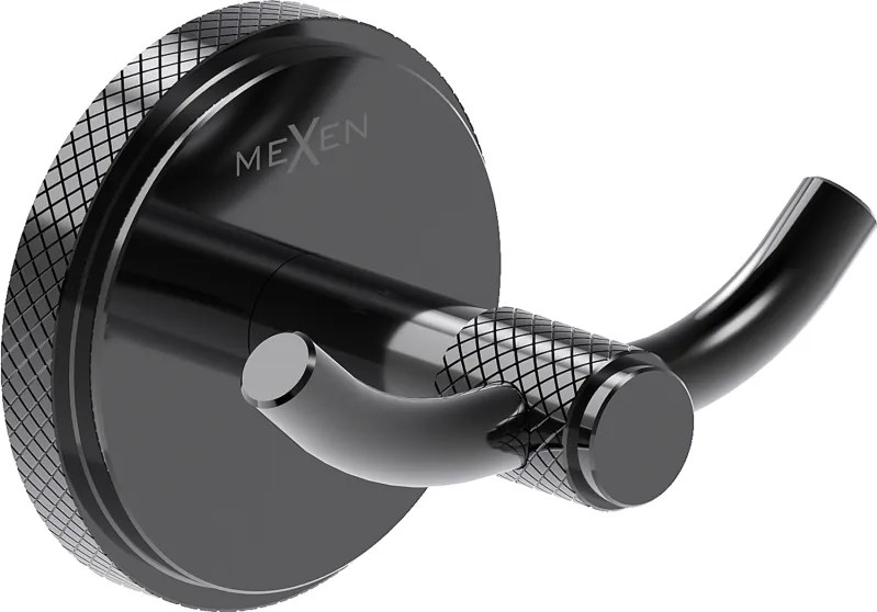 Mexen Gravo, nástenný dvojitý háčik na uteráky, čierna, 70A93012-73