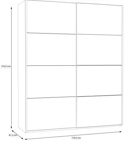 Šatníková skriňa KARO s zrkadlom 170x210 cm biela
