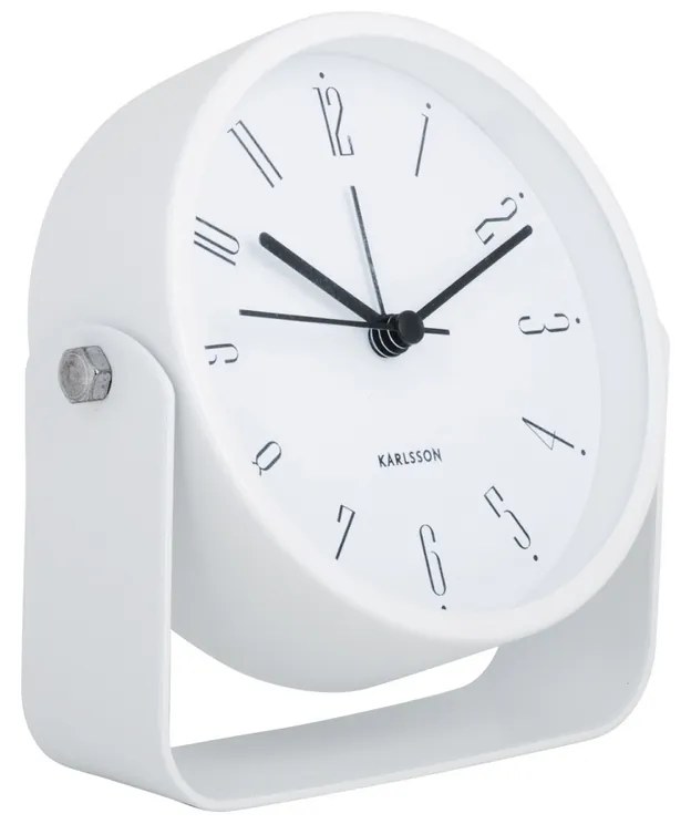 Dizajnový budík Karlsson 5989WH biely, priemer 12cm