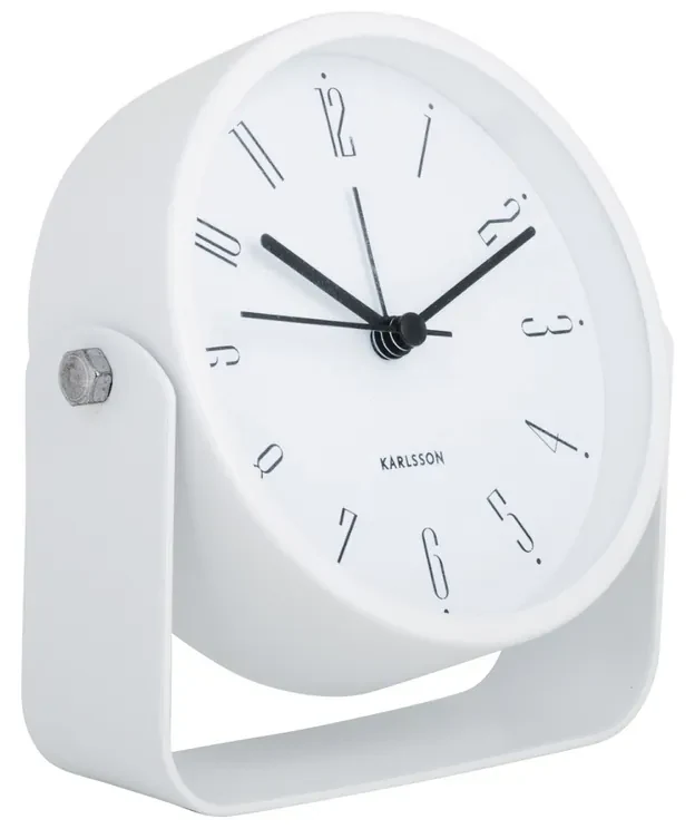 Dizajnový budík Karlsson 5989WH biely, priemer 12cm
