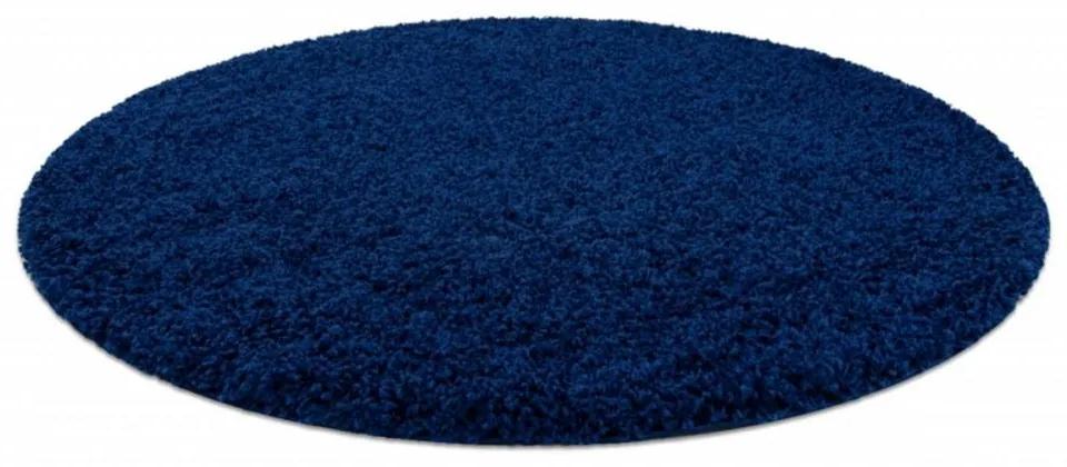 Kusový koberec Shaggy Sofia tmavo modrý kruh 120x120 120cm