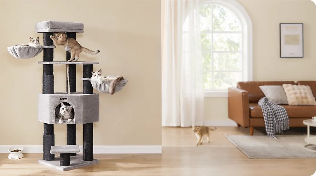 Škrabadlo pre mačky Jerry 160 cm sivé