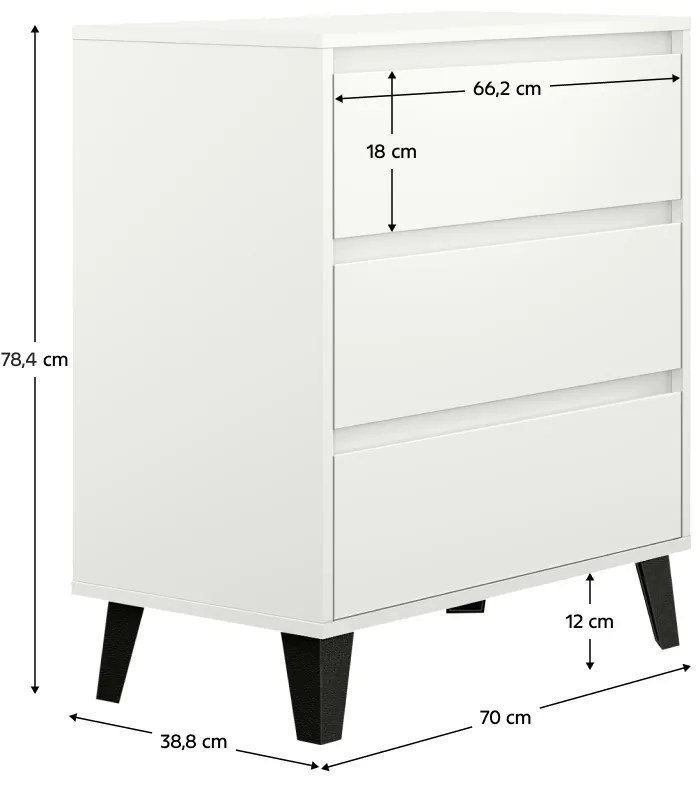 Komoda BOGAN 3S70, biela