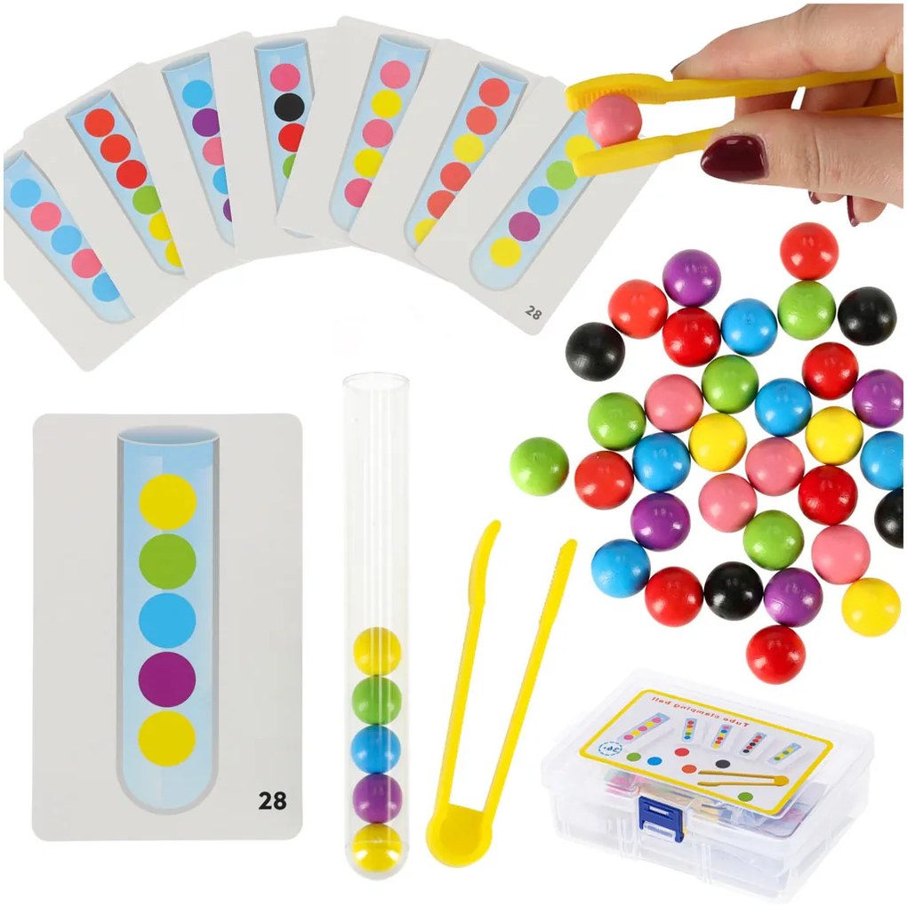 KIK Montessori vzdelávacie puzzle – farebné guličky, 66 dielov