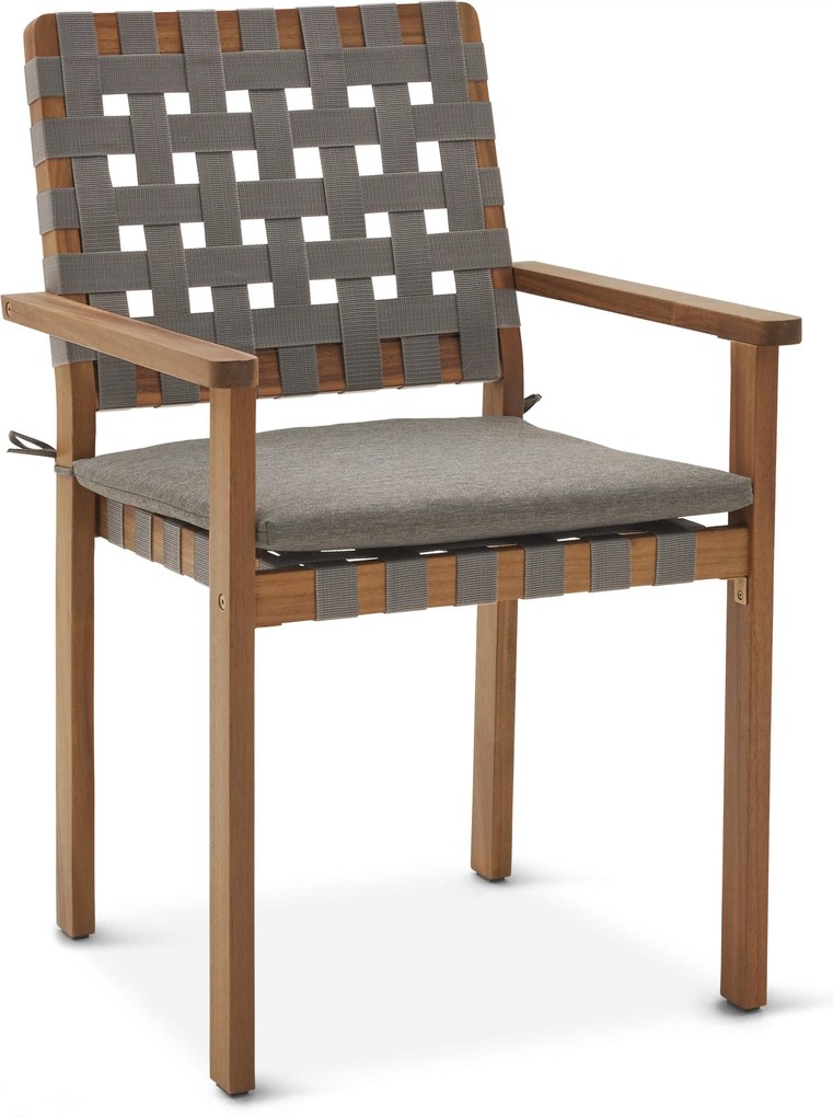 Stohovateľná záhradná stolička s pruhovaným výpletom