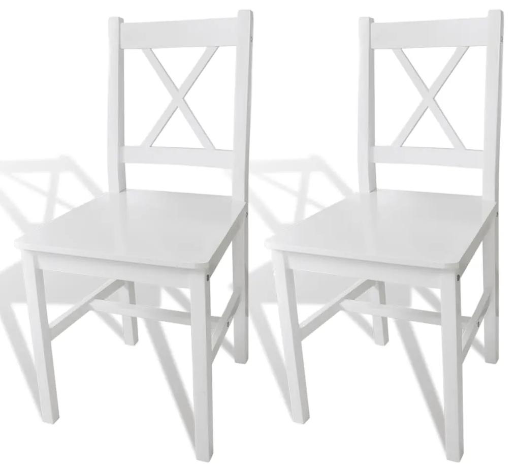 vidaXL Drevené jedálenské stoličky, 2 ks, biele