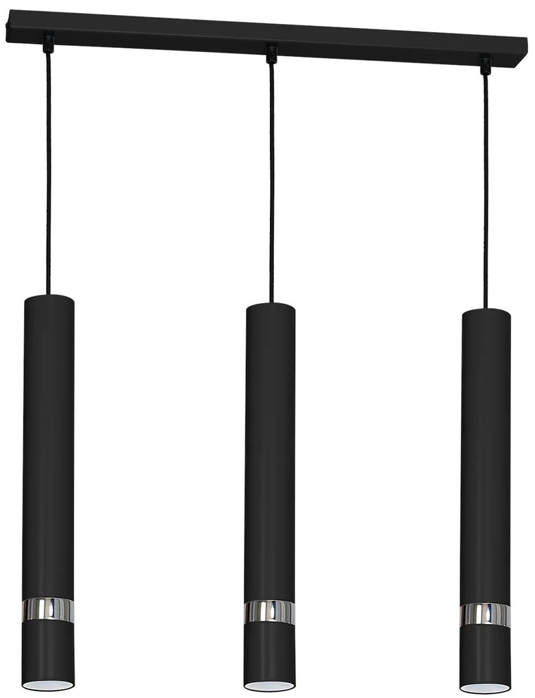 Závesné svietidlo Joker, 3x čierne kovové tienidlo, b/ch