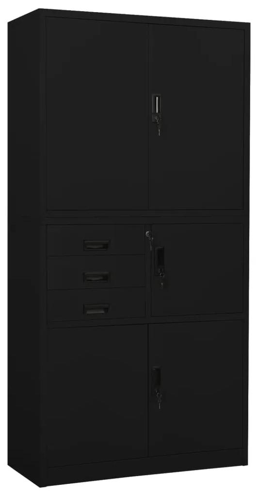 Kancelárska skriňa čierna 90x40x180 cm oceľ