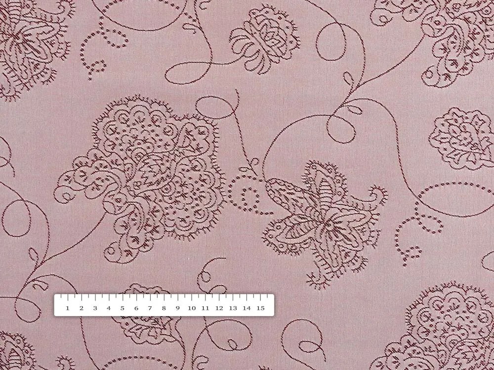 Biante Dekoračný záves TF-077 Kvetované ornamenty na staroružovom 150x250 cm