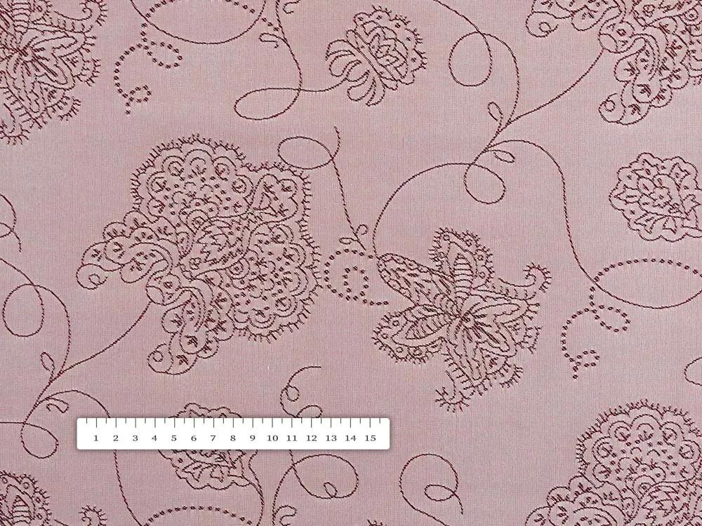 Biante Telfónový obdĺžnikový obrus TF-077 Kvetované ornamenty na staroružovom 100x140 cm