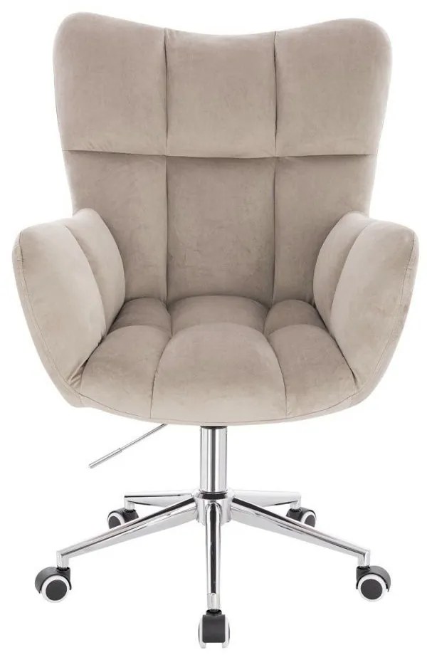 LuxuryForm DESIGN Otočné kreslo AURORA VELUR na striebornej podstave s kolieskami - latte