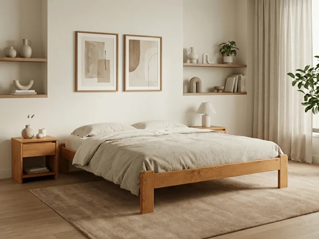 Posteľ Ada 160 x 200 cm, jelša Rošt: S lamelovým roštom, Matrac: Matrac DELUXE 10 cm