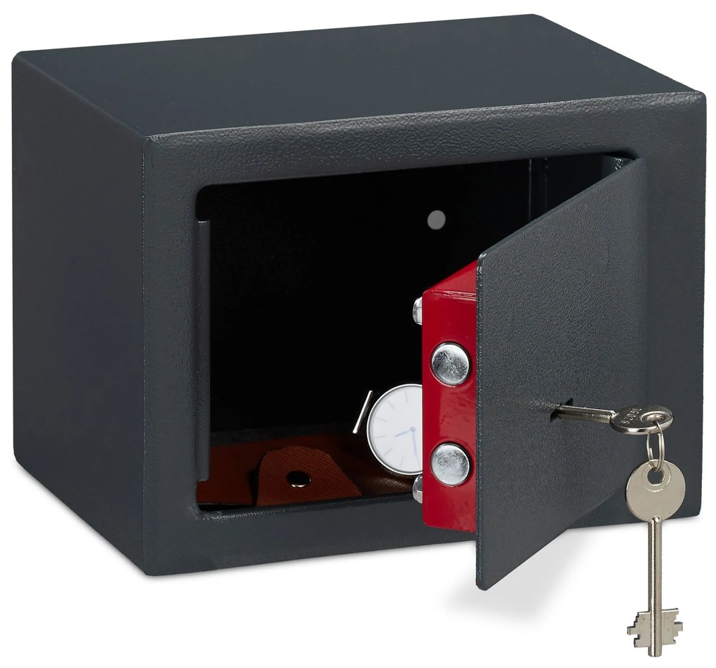 Nástenný nábytkový mini trezor Relaxdays RD10027255 na kľúč – sivý