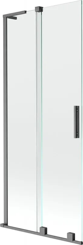 Mexen Velar L, 2-krídlová posuvná vaňová zástena 80 x 150 cm, 8mm číre sklo, brúsený grafit, 896-080-003-01-66
