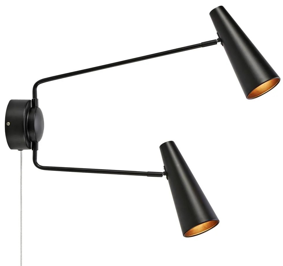 Markslöjd 108690 - Nástenná lampa PEAK 2xE14/40W/230V čierna