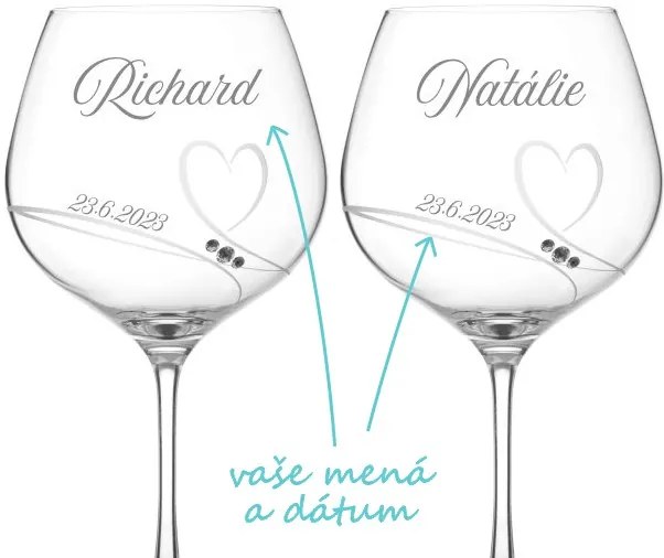 Svadobné poháre na Gin Tonic Diamante Romance, 2 ks