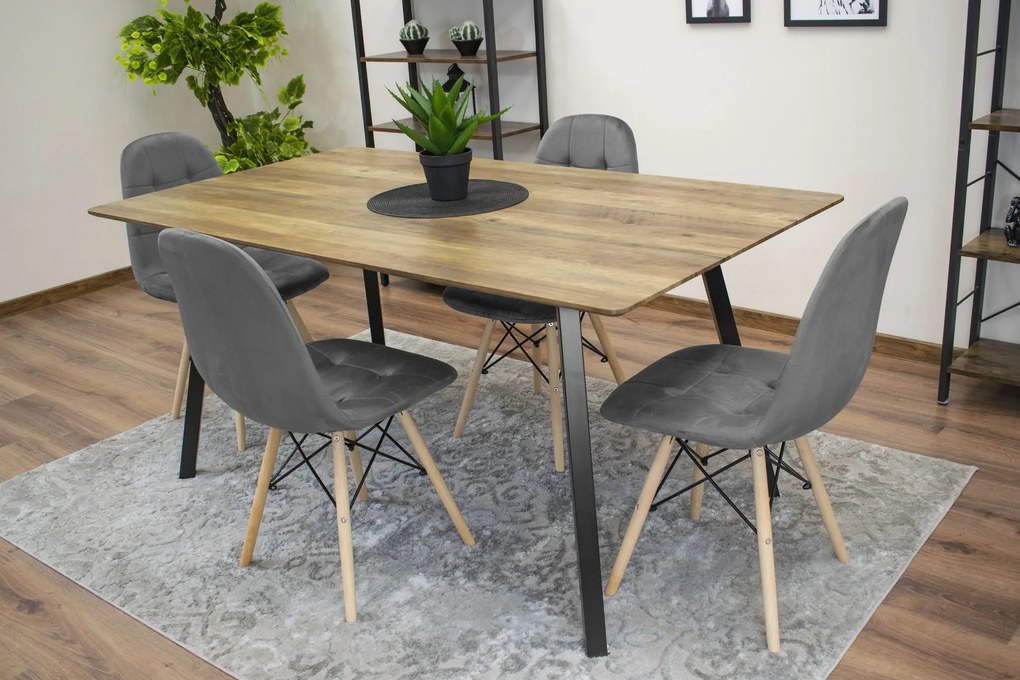 AKCIA Sivá zamatová jedálenská stolička DUMO II. akosť