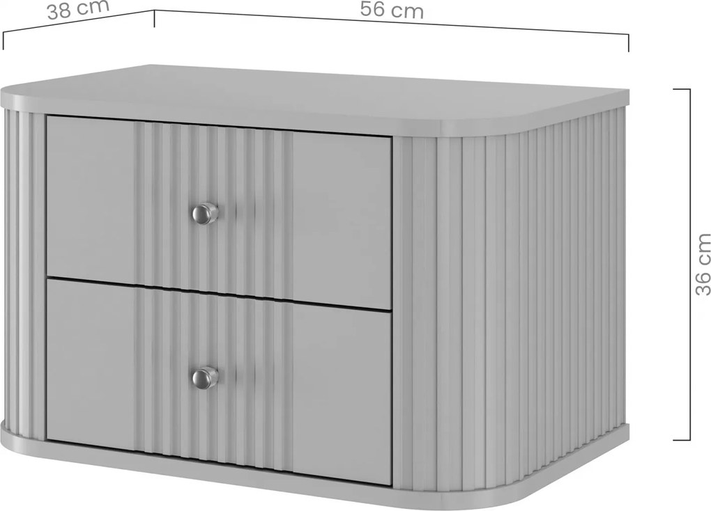 Nočné stolíky na stenu Vesper 56 cm - 2 ks - čierna