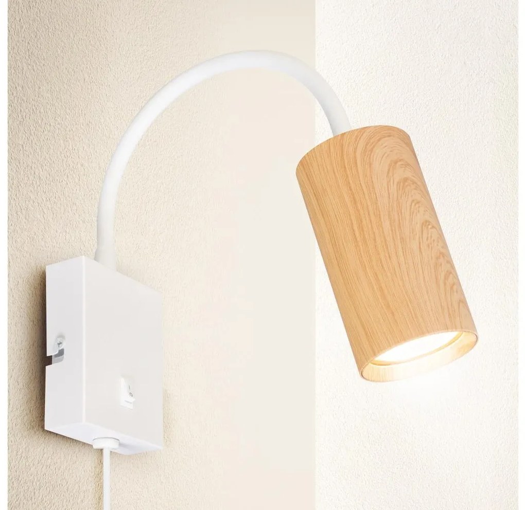 Brilagi - Flexibilná nástenná lampa SELE 1xGU10/30W/230V biela/dekor duba BG1381
