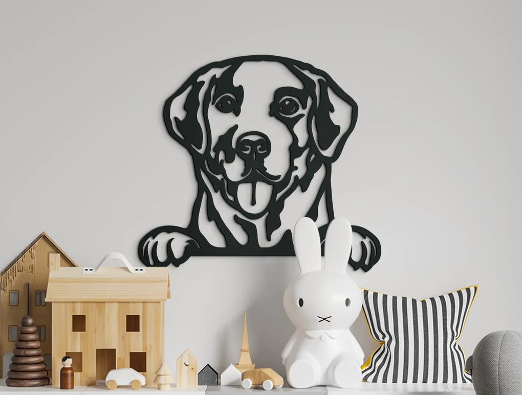 drevko Drevený obraz na stenu Labrador Rozmer obrazu: 39,5 x 44,5 cm, Farba dekorácie: Čierna