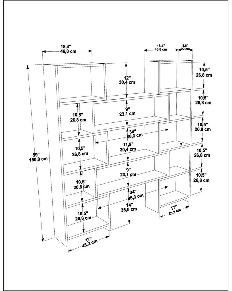 Knižnica Poyraz Black and Oak