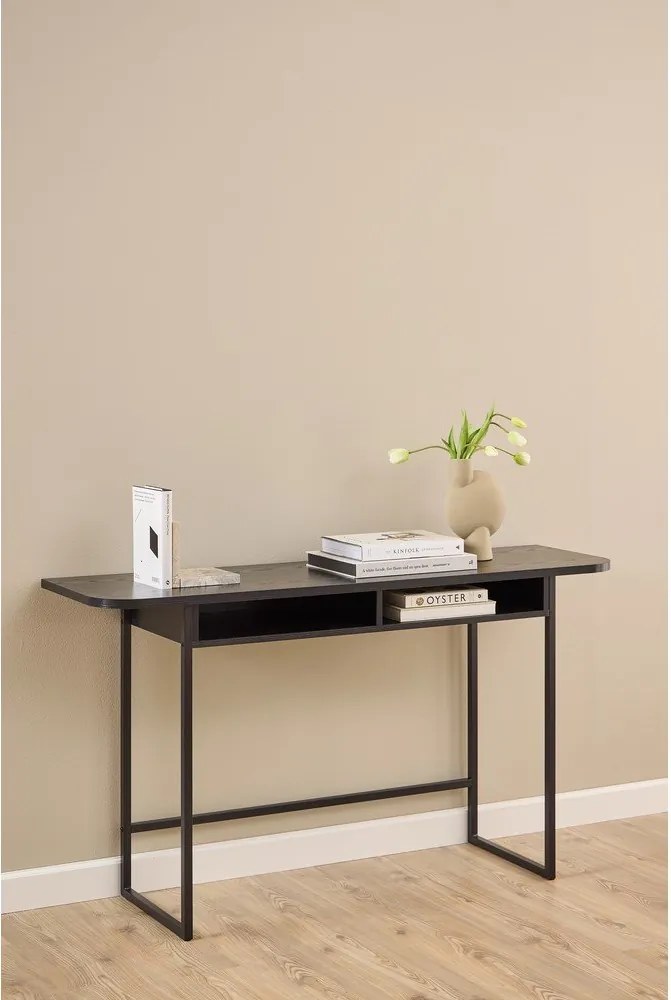 Čierny konzolový stolík v dekore jaseňa 40x140 cm Darlington – Actona