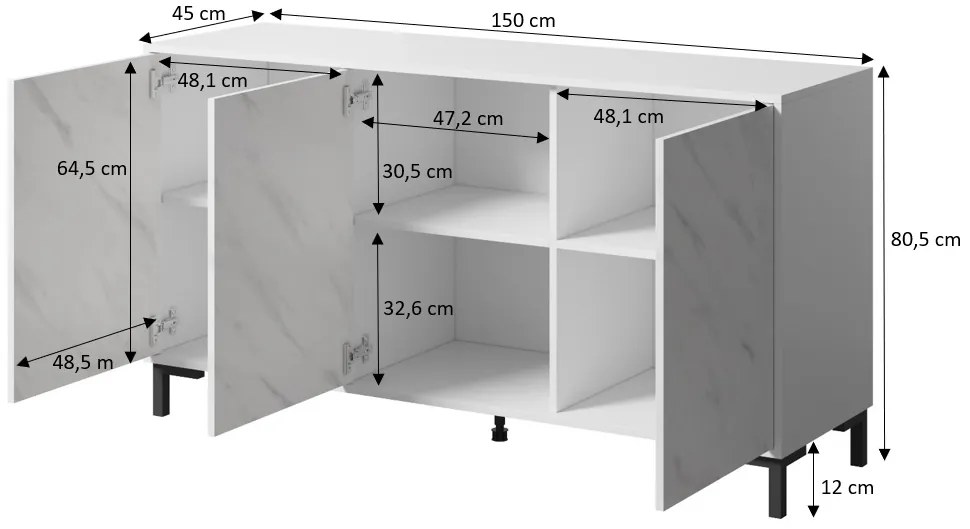 Cama Biela Komoda Marmo 150