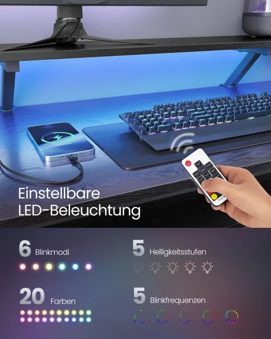 Rohový kancelársky stôl s LED osvetlením LWD095B01