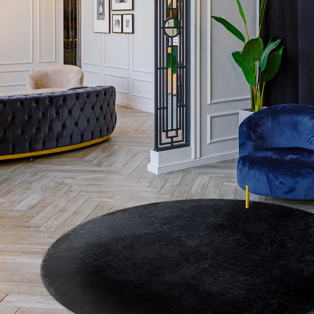 Kusový koberec Visco Rabbit Dark grey 5 kruh, 200x200 (priemer) kruh, šedá, detská izba, Dywany Łuszczów