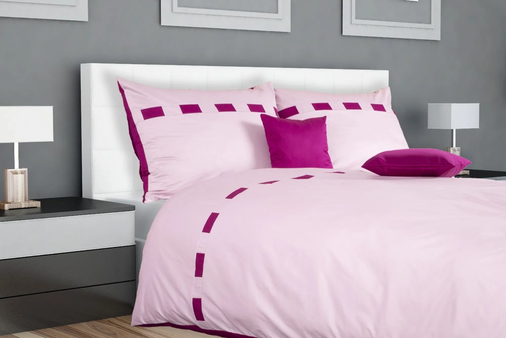 Glamonde Jednofarebné posteľné obliečky Paulette ružová 70×90 cm 140×200 cm na zips
