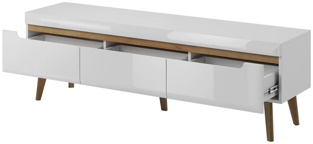 Televizní stolek Nordi 160 cm bílý/dub Riviéra