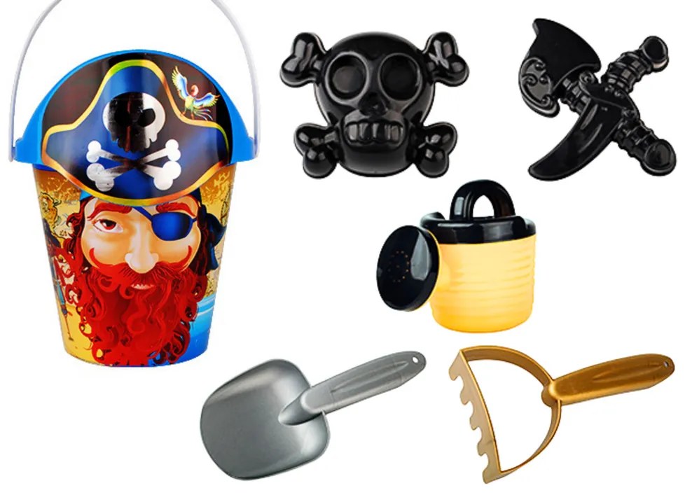 LEAN TOYS Súprava do piesku – Pirát, sada 6 kusov
