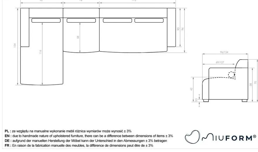 Biela rohová pohovka (ľavý roh) Flex Felix – Miuform