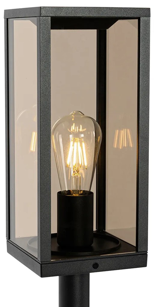 Vonkajšia stojaca lampa čierna s dymovým sklom 100 cm IP44 - Charlois