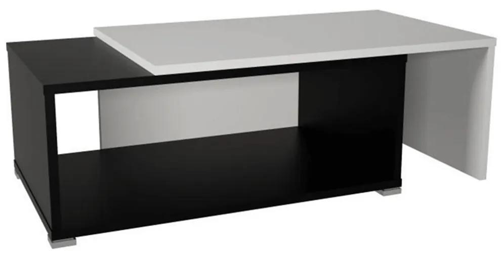 Konferenčný rozkladací stolík, biela, DRON Farba: Čierna + biela