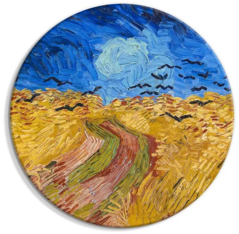 Artgeist Okrúhlý obraz - Wheat Field With Crows, Vincent Van Gogh - Summer Countryside Landscape Veľkosť: 60x60