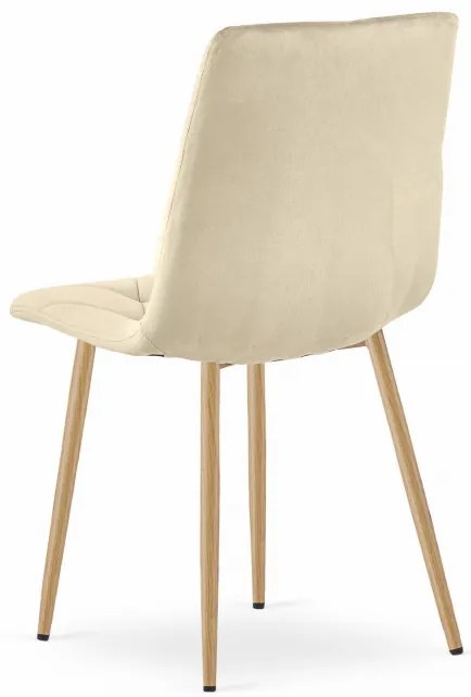 Jedálenská stolička LIBRA zamatová svetlobéžová / drevené nohy