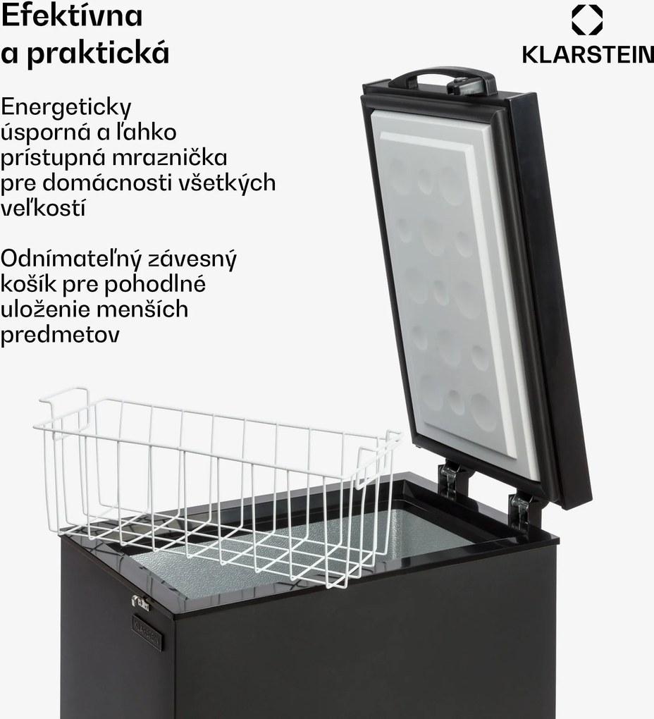 Klarstein Iceblokk 51, mraziaci box, voľne stojaci, 51 l, uzamykateľný, energet. trieda F, čierna