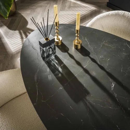 Jedálenský stôl 45-30 Ovál 180x90cm Ceramic Natural Black - Komfort-nábytok