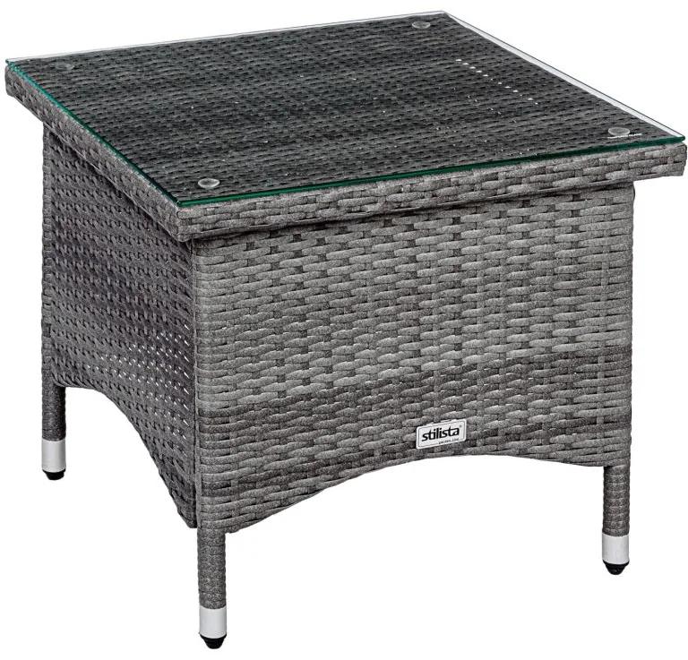 STILISTA odkladací stolík 50 x 50 cm, polyratan, sivý