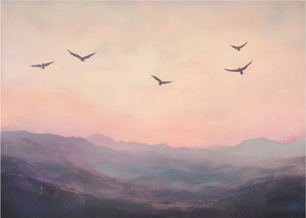 Sklenený obraz - Hejno vtákov II. (70x50 cm)