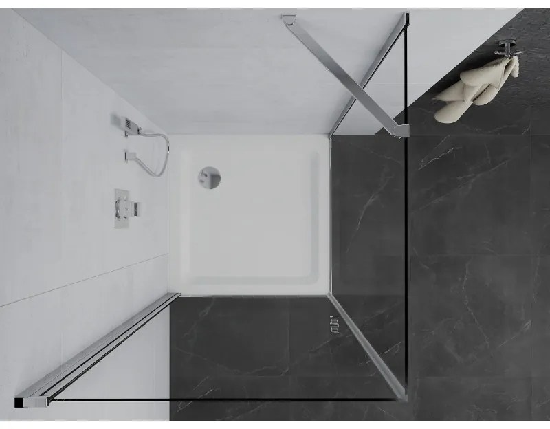 Mexen Pretoria sprchovací kút 70 x 70 cm, priehľadná, chróm + plochá sprchová vanička, 852-070-070-01-00-4010