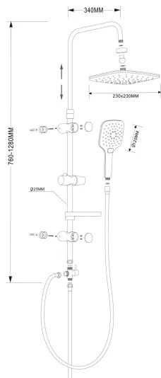 Aqualine - Sprchová sada KERA matná čierna