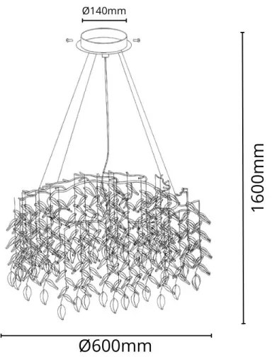 Krištáľový luster na lanku 9xG9/40W/230V zlatá